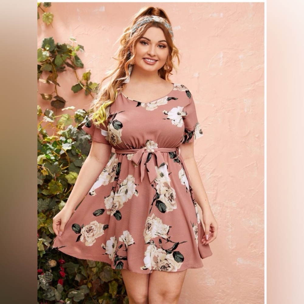 Floral Self Tie A-line Dress